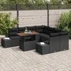 Lauko baldų komplektas Sodo Sofų Rinkinys su saugykla 9 pcs Juoda Poli ratanas