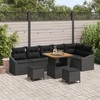 Lauko baldų komplektas Sodo Sofų Rinkinys su pagalve 9 pcs Juoda poliratanas
