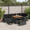 Lauko baldų komplektas Sodo Sofų Rinkinys 9 pcs Juoda poliratanas