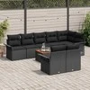 Lauko baldų komplektas Sodo Sofų Rinkinys su pagalve 9 pcs Juoda poliratanas