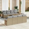 Lauko baldų komplektas Sodo Sofų Rinkinys 9 pcs Smėlio Poli ratanas