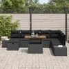 Lauko baldų komplektas Sodo Sofų Rinkinys su pagalve 9 pcs Juoda poliratanas
