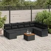 Lauko baldų komplektas Sodo Sofų Rinkinys su pagalve 9 pcs Juoda poliratanas