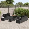 Lauko baldų komplektas Sodo Sofų Rinkinys su pagalve 9 pcs Juoda poliratanas