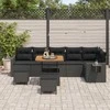 Lauko baldų komplektas Sodo Sofų Rinkinys 9 pcs Juoda poliratanas