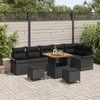 Lauko baldų komplektas Sodo Sofų Rinkinys su pagalve 9 pcs Juoda poliratanas