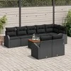Lauko baldų komplektas Sodo Sofų Rinkinys su pagalve 9 pcs Juoda poliratanas