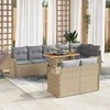 Sodo Sofų Rinkinys su saugykla 9 pcs Smėlio Poli ratanas