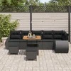 Lauko baldų komplektas Sodo Sofų Rinkinys 9 pcs Juoda poliratanas