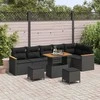Lauko baldų komplektas Sodo Sofų Rinkinys 9 pcs Juoda poliratanas