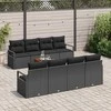 Lauko baldų komplektas Sodo Sofų Rinkinys su pagalve 9 pcs Juoda poliratanas