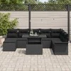 Lauko baldų komplektas Sodo Sofų Rinkinys su pagalve 9 pcs Juoda poliratanas