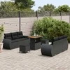 Sodo Sofų Rinkinys su pagalve 9 pcs Juoda poliratanas