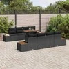 Lauko baldų komplektas Sodo Sofų Rinkinys su saugykla 9 pcs Juoda Poli ratanas
