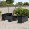 Lauko baldų komplektas Sodo Sofų Rinkinys 9 pcs Juoda poliratanas