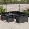 Sodo Sofų Rinkinys su pagalve 9 pcs Juoda poliratanas