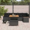 Lauko baldų komplektas Sodo Sofų Rinkinys 9 pcs Juoda poliratanas