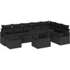 Sodo Sofų Rinkinys su pagalve 9 pcs Juoda