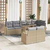 Lauko baldų komplektas Sodo Sofų Rinkinys su pagalve 9 pcs Smėlio Poli ratanas