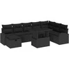Sodo Sofų Rinkinys su pagalve 9 pcs Juoda Poli ratanas