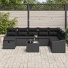Lauko baldų komplektas Sodo Sofų Rinkinys su pagalve 9 pcs Juoda Poli ratanas