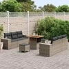 Lauko baldų komplektas Sodo Sofų Rinkinys su saugykla 9 pcs Pilka Poli ratanas
