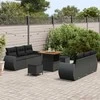 Sodo Sofų Rinkinys su pagalve 9 pcs Juoda poliratanas