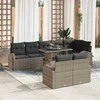 Lauko baldų komplektas Sodo Sofų Rinkinys su saugykla 9 pcs Pilka Poli ratanas