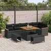 Lauko baldų komplektas Sodo Sofų Rinkinys 9 pcs Juoda poliratanas