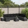 Lauko baldų komplektas Sodo Sofų Rinkinys su pagalve 9 pcs Juoda poliratanas