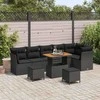 Lauko baldų komplektas Sodo Sofų Rinkinys 9 pcs Juoda poliratanas
