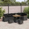 Lauko baldų komplektas Sodo Sofų Rinkinys 9 pcs Juoda poliratanas