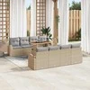 Sodo Sofų Rinkinys 9 vnt. Smėlio Poli ratanas