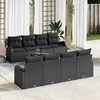 Lauko baldų komplektas Sodo Sofų Rinkinys su saugykla 9 pcs Juoda poliratanas
