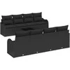 Sodo Sofų Rinkinys 9 pcs Juoda Poli Ratanas, Plienas ir Stiklas