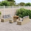 Lauko baldų komplektas Sodo Sofų Rinkinys su pagalve 9 pcs Smėlio poliratanas