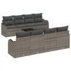 Sodo Sofų Rinkinys 9 pcs Pilka Poli Ratanas, Plienas ir Stiklas
