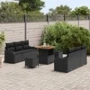 Lauko baldų komplektas Sodo Sofų Rinkinys su pagalve 9 pcs Juoda poliratanas