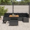 Lauko baldų komplektas Sodo Sofų Rinkinys su pagalve 9 pcs Juoda poliratanas
