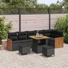 Sodo Sofų Rinkinys su pagalve 9 pcs Juoda