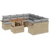 Sodo Sofų Rinkinys su saugykla 9 pcs Smėlio Poli ratanas