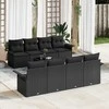 Sofa Sodo Sofų Rinkinys su pagalve 9 pcs Juoda poliratanas