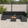 Lauko baldų komplektas Sodo Sofų Rinkinys su pagalve 9 pcs Juoda poliratanas