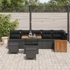 Sodo Sofų Rinkinys su pagalve 9 pcs Juoda