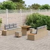 Sodo Sofų Rinkinys su pagalve 9 pcs Smėlio Poli ratanas