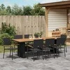 Lauko baldų komplektas Sodo valgomojo komplektas 9 pcs Juoda poliratanas