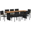 Lauko baldų komplektas Sodo valgomojo komplektas 9 pcs Juoda poliratanas
