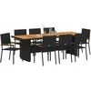 Lauko baldų komplektas Sodo valgomojo komplektas 9 pcs Juoda poliratanas