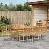 Lauko baldų komplektas Sodo valgomojo komplektas 9 pcs Smėlio Kietos akacijos mediena
