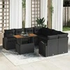 Sodo Sofų Rinkinys su pagalve 9 pcs Juoda